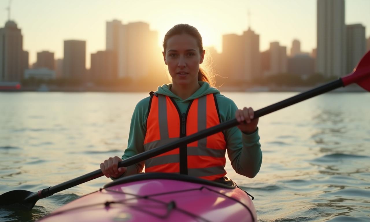 Kayak safety instructor demonstrating a brace stroke